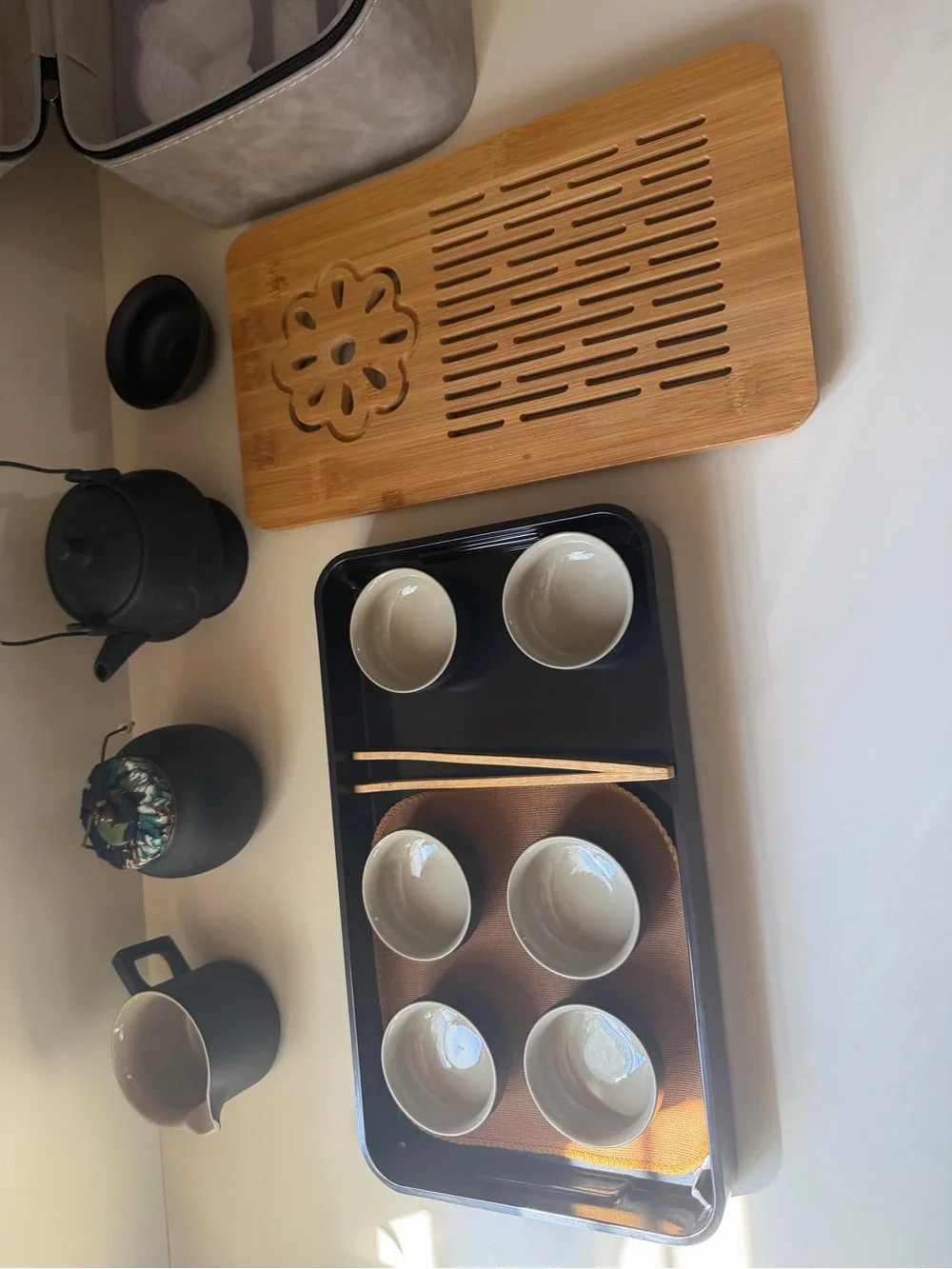 New Asian styled travel tea set in a fitted carrying case